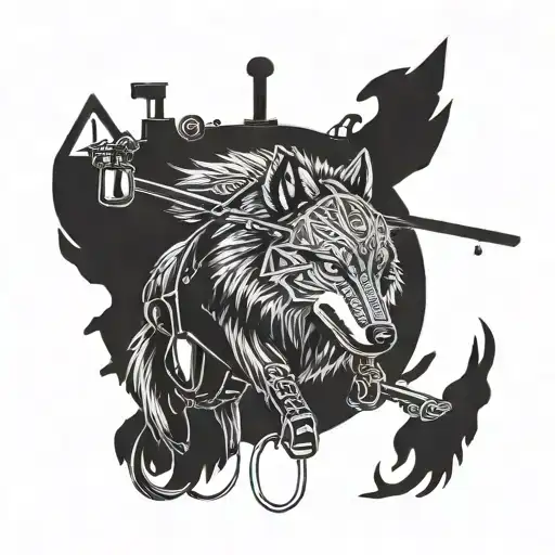 a wolf helicopter apache soldier colombian army viking symbols military dog ​​tags tattoo design idea
