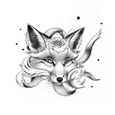 Japanese clouds, 9 tails fox, fish, roses, full arm tattoo design idea