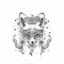 Japanese clouds, 9 tails fox, fish, roses, full arm tattoo design idea