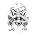 Japanese clouds, fox, fish, roses, full arm tattoo design idea