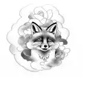 Japanese clouds, fox, fish, roses, full arm tattoo design idea