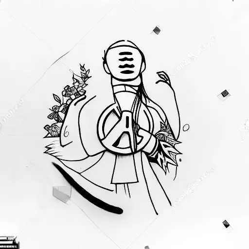 girl spray painting a peace sign on a brick wall tattoo design idea