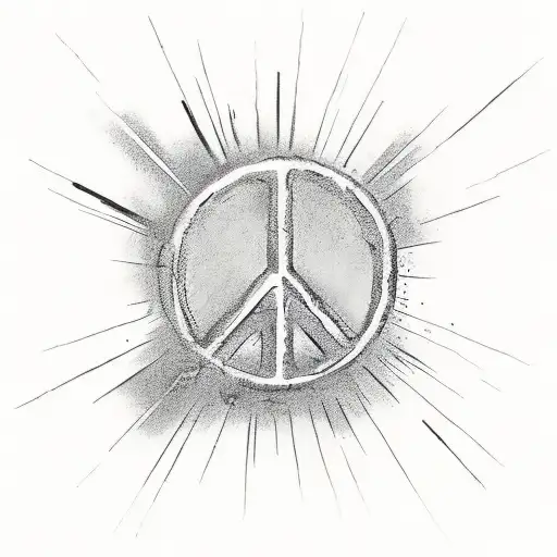 spray painted a peace sign on a brick wall tattoo design idea