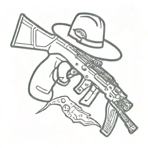 gangster Avacado shooting ak 47 rifle tattoo design idea