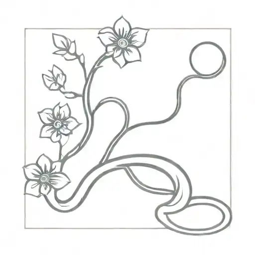 snake, sun rising and plum blossom tattoo design idea