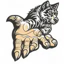 hand and dog paw tattoo design idea