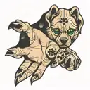 hand and dog paw tattoo design idea