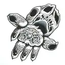 hand and dog paw tattoo design idea