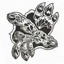 hand and dog paw tattoo design idea