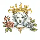 albino girl in tiara tattoo design idea