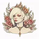 albino girl in tiara tattoo design idea