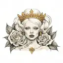 albino girl in tiara tattoo design idea