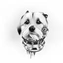 dog with car parts tattoo design idea