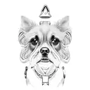 dog with car parts tattoo design idea