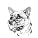dog with car parts tattoo design idea