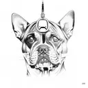 dog with car parts tattoo design idea