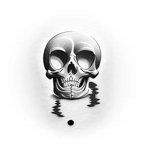 person looking into a puddle, the reflection is a skeleton tattoo design idea