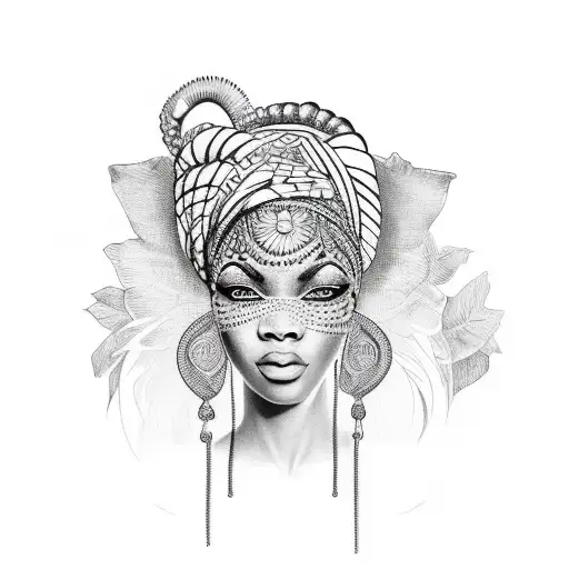 african queen tattoo design idea
