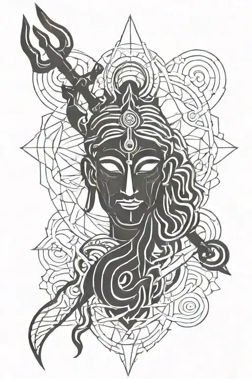 Lord shiva trishul trident with a mantra tattoo design idea