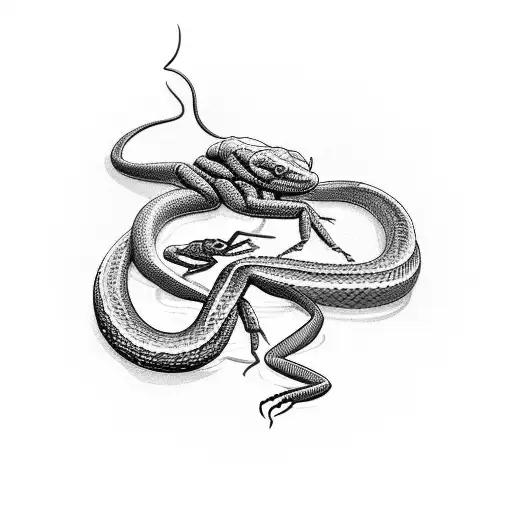Snake fighting an Scorpion  tattoo design idea