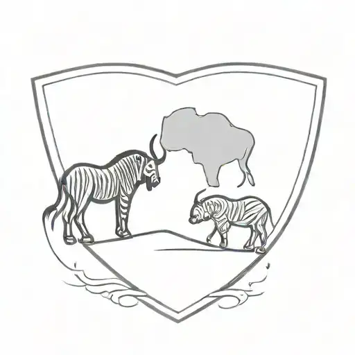 Combine the Kenyan Shield and the Kenya country shape into a unique and intricate tattoo design tattoo design idea