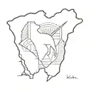 Combine the Kenyan Shield and the Kenya country shape into a unique and intricate tattoo design tattoo design idea