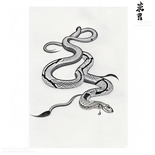Cherry Blossom and snake and katana  tattoo design idea