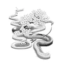 Cherry Blossom and snake and katana  tattoo design idea