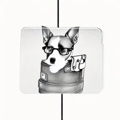 A suitcase with various dog breeds as luggage tags tattoo design idea