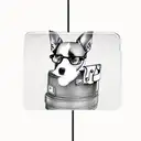 A suitcase with various dog breeds as luggage tags tattoo design idea