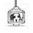 A suitcase with various dog breeds as luggage tags tattoo design idea