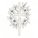 CROSS, LEO FLOWERS tattoo design idea