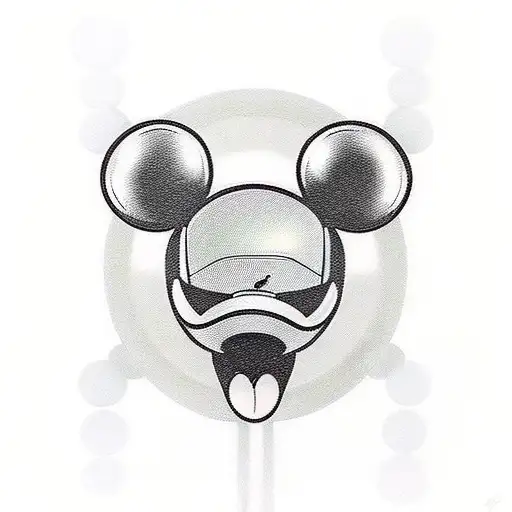 Mickey Mouse standing in the reflection is Iron Man tattoo design idea