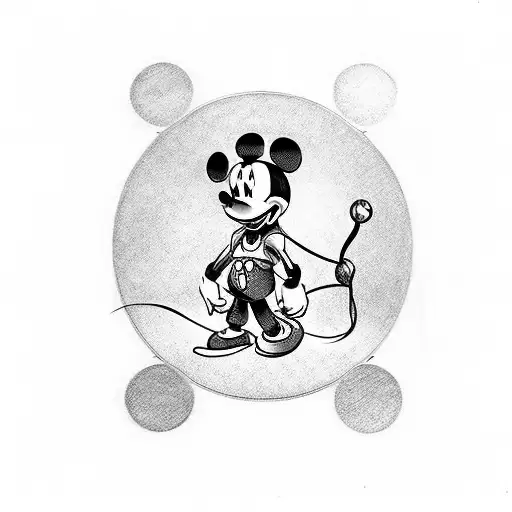 Mickey Mouse standing in the reflection Iron Man tattoo design idea