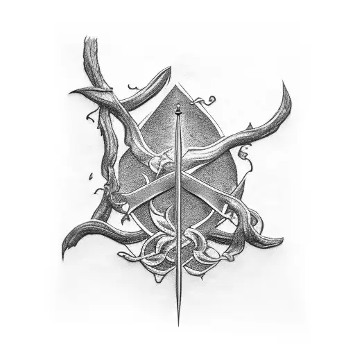 excalibur  with vine around it tattoo design idea