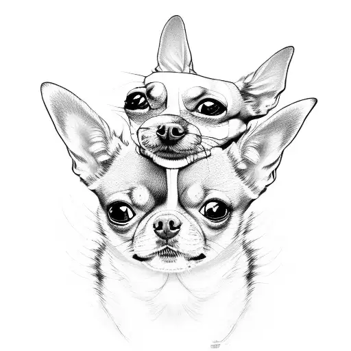 Dog chihuahuas en un círculo en serrado  tattoo design idea