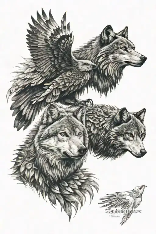 wolf eagle bear tattoo design idea