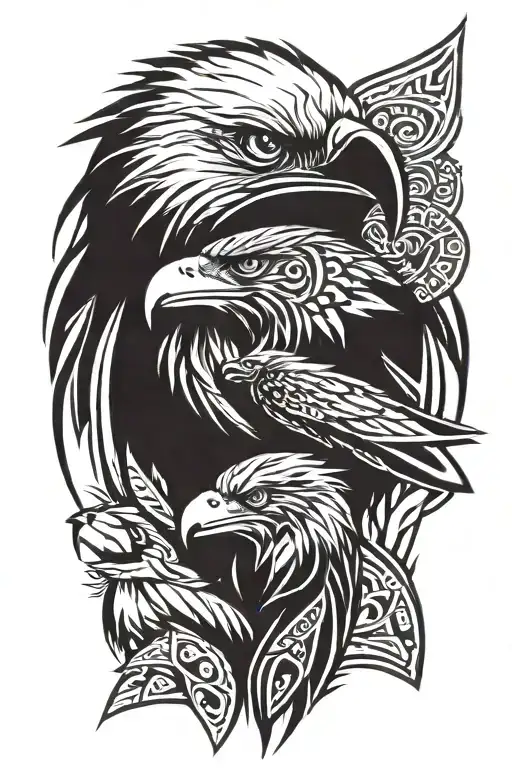 eagle shaman bear wolf tattoo design idea