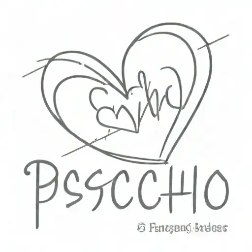 word "psycho" with a heart  tattoo design idea