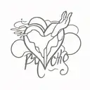 word "psycho" and  human heart tattoo design idea