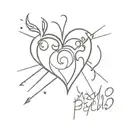 word "psycho" and  human heart tattoo design idea