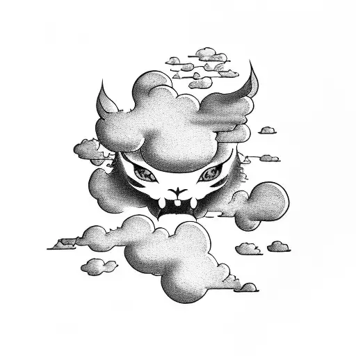 japanese clouds clackout tattoo design idea