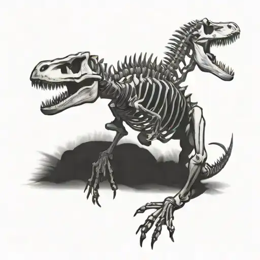 skeleton trex tattoo design idea
