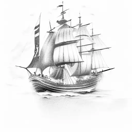 ship at sea tattoo design idea