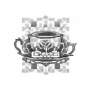 A creative design combining elements of your grandmother's favorite things, such as a teacup, knitting needles, and a book, in a blackwork style for a modern and unique tattoo tattoo design idea