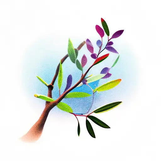 A bird is flying while holding an olive branch tattoo design idea