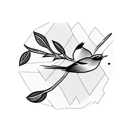 A bird is flying while holding an olive branch tattoo design idea