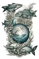ocean theme sleeve tattoo design idea