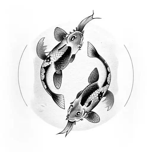 two koi fish that represent sunrise and sunset  tattoo design idea