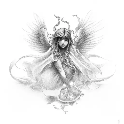 3 angel tattoo design idea